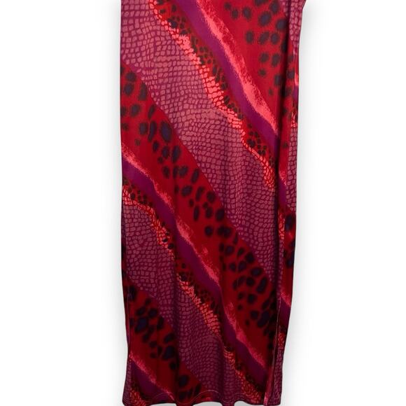 Nancy K Maxi Dress Women's 1X Multicolored Animal Print Mixed Media Satin Retro - Picture 3 of 8
